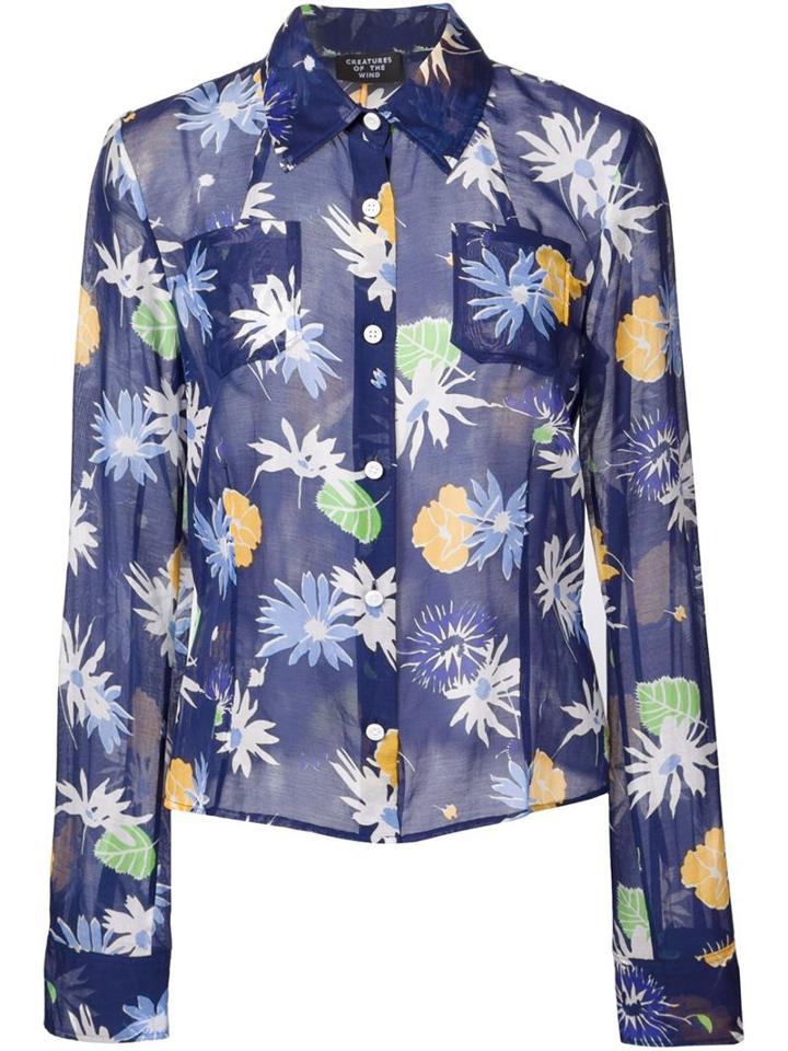 Creatures Of The Wind 'talmeda' Shirt, Women's, Size: 2, Blue, Silk/cotton