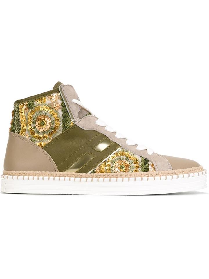 Hogan Rebel Hi-top Sneakers, Women's, Size: 35, Nude/neutrals, Leather/rubber/nylon