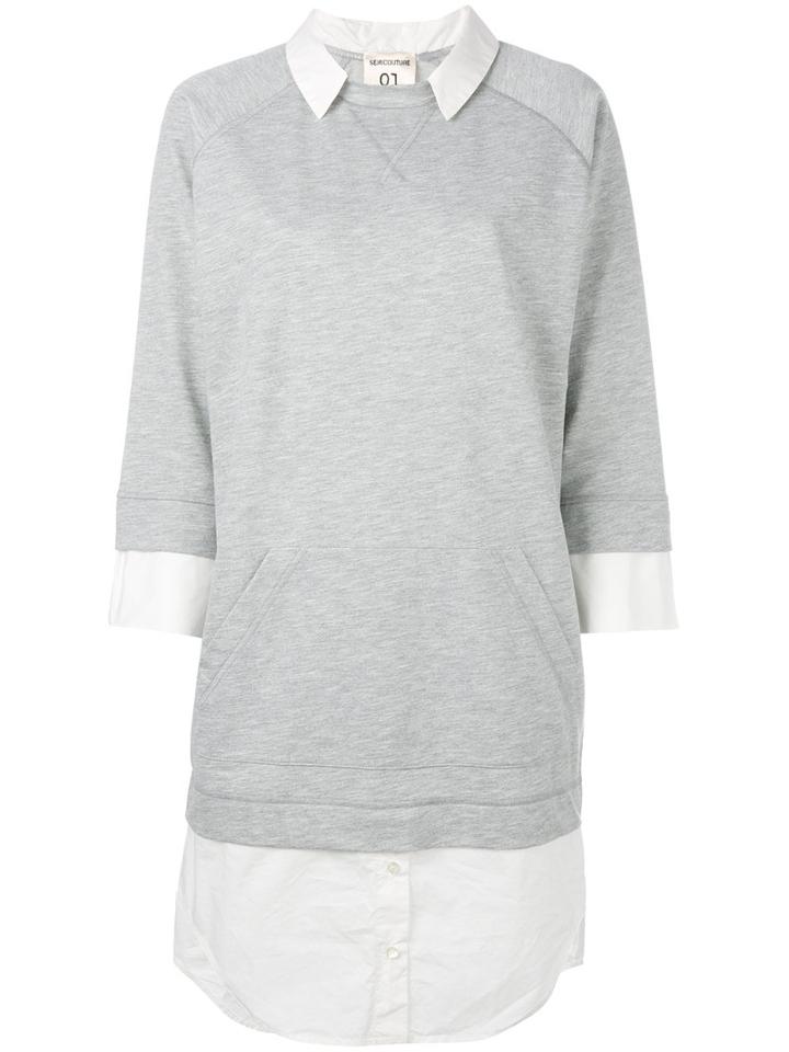 Semicouture Grey Melange Dress, Women's, Size: Xs, Cotton/polyester