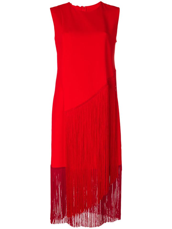 Stella Mccartney - Fringed Midi Dress - Women - Spandex/elastane/acetate/viscose - 44, Red, Spandex/elastane/acetate/viscose