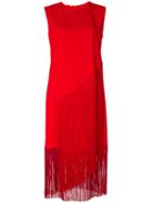 Stella Mccartney - Fringed Midi Dress - Women - Spandex/elastane/acetate/viscose - 44, Red, Spandex/elastane/acetate/viscose