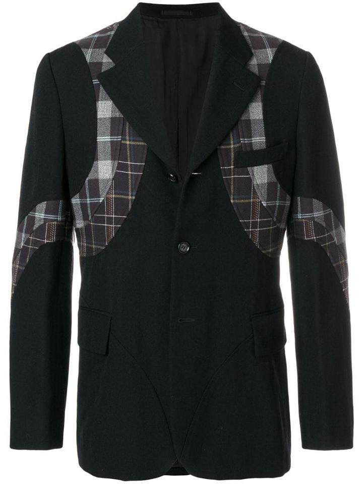 Comme Des Garçons Pre-owned Plaid Appliqué Blazer - Black