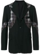Comme Des Garçons Pre-owned Plaid Appliqué Blazer - Black