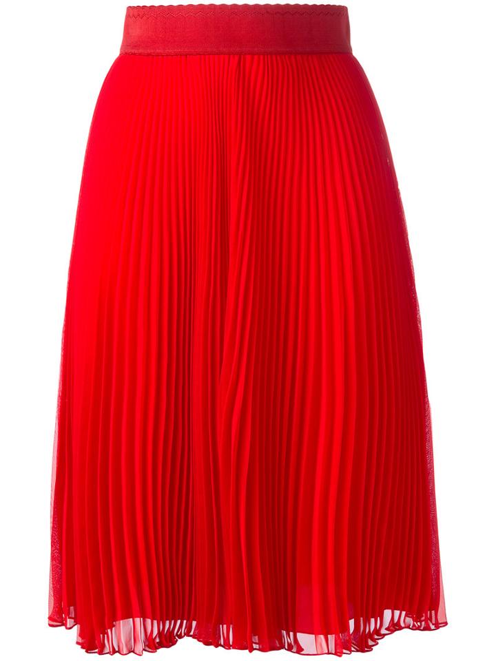 Givenchy Plissè Mid-length Skirt, Women's, Size: 40, Red, Polyester/acetate/silk