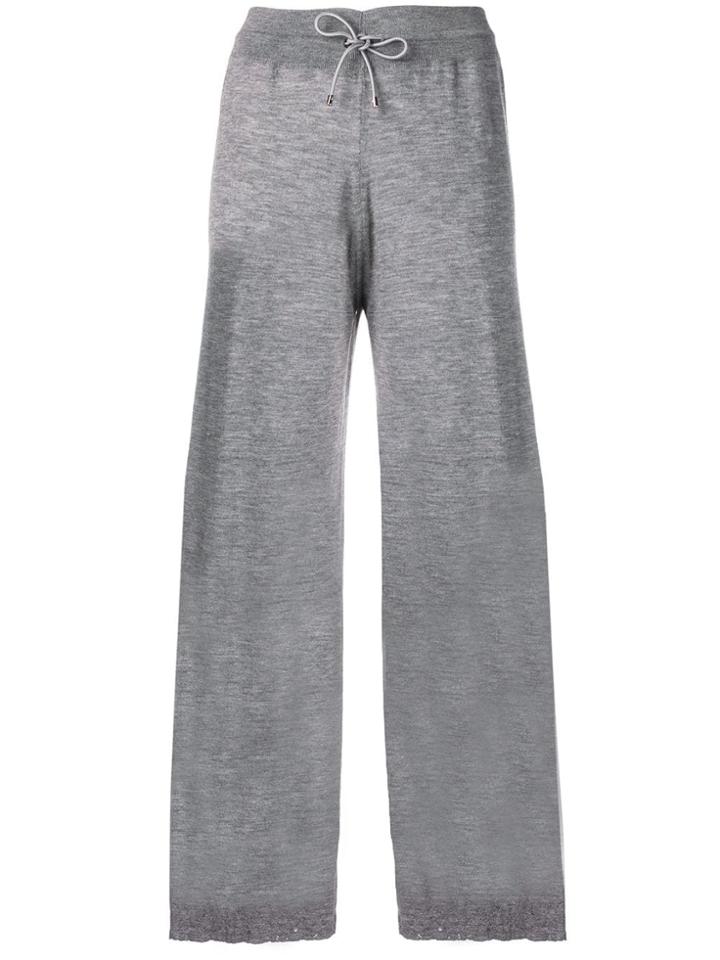 Barrie Fine-knit Wide Trousers - Grey