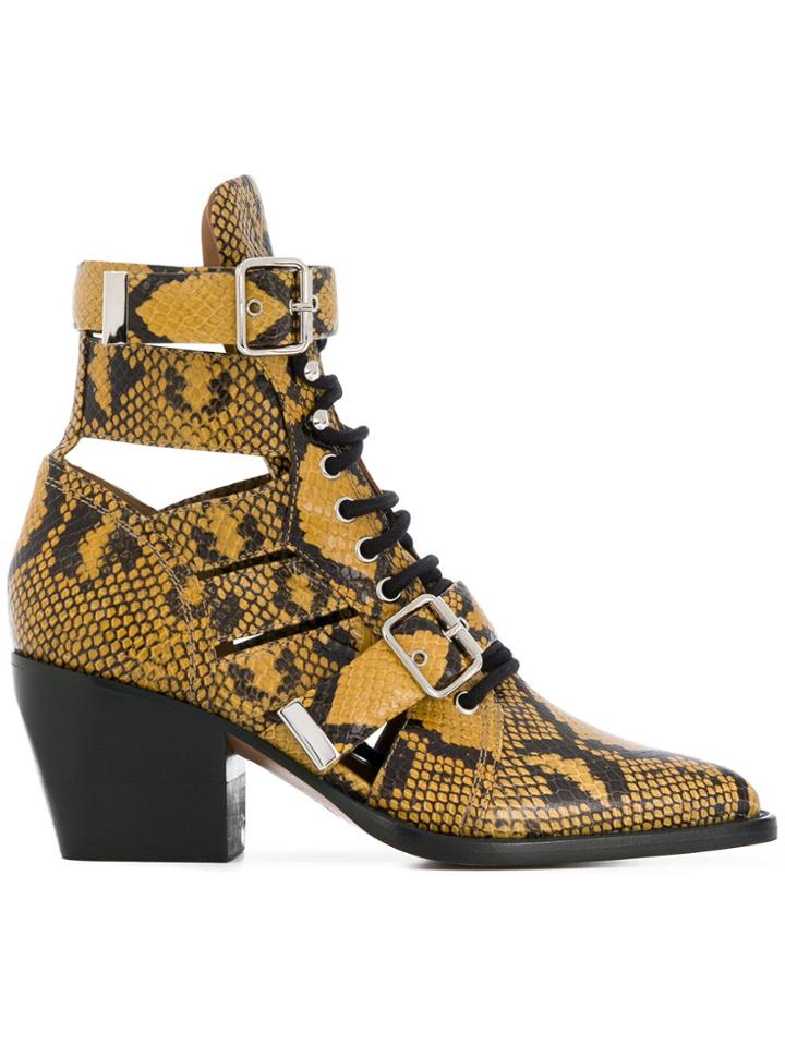 Chloé Python Print Rylee Boots - Yellow & Orange