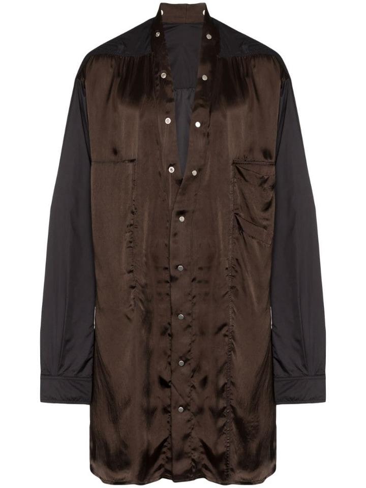 Rick Owens Long-line Silk Shirt - Black