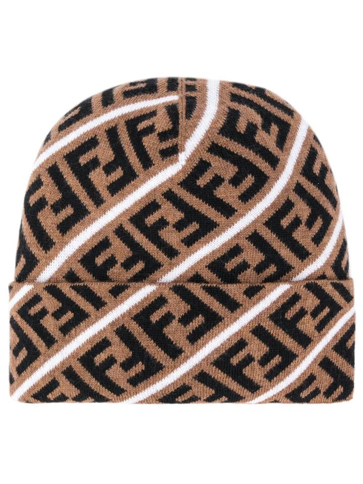 Fendi Ff Motif Beanie - Brown