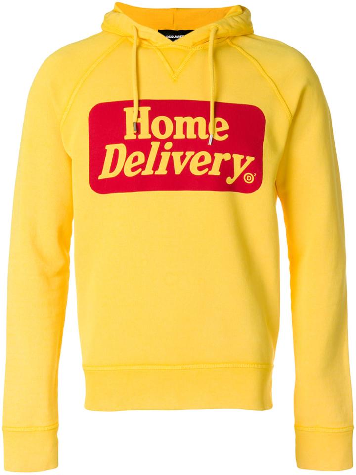 Dsquared2 Home Delivery Print Hoodie - Yellow & Orange
