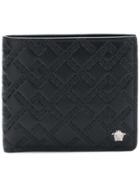 Versace Grecca Embossed Wallet - Black