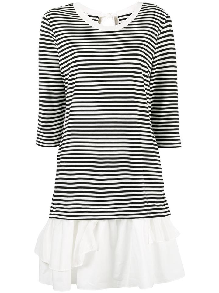 Boutique Moschino Striped Ruffle Hem Dress, Women's, Size: 40, White, Polyamide/spandex/elastane/rayon