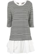Boutique Moschino Striped Ruffle Hem Dress, Women's, Size: 40, White, Polyamide/spandex/elastane/rayon