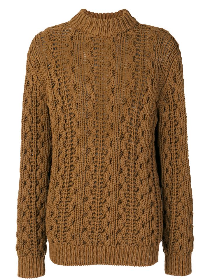 Salvatore Ferragamo Cable-knit Turtleneck Jumper - Brown