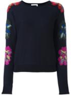 Chloé Floral Sleeve Jumper, Women's, Size: Medium, Blue, Polyamide/mohair/virgin Wool