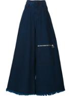 Marques'almeida Zipped Oversized Palazzo Pants, Women's, Size: 2, Blue, Cotton
