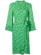 Ganni Polka Dot Wrap Dress - Green