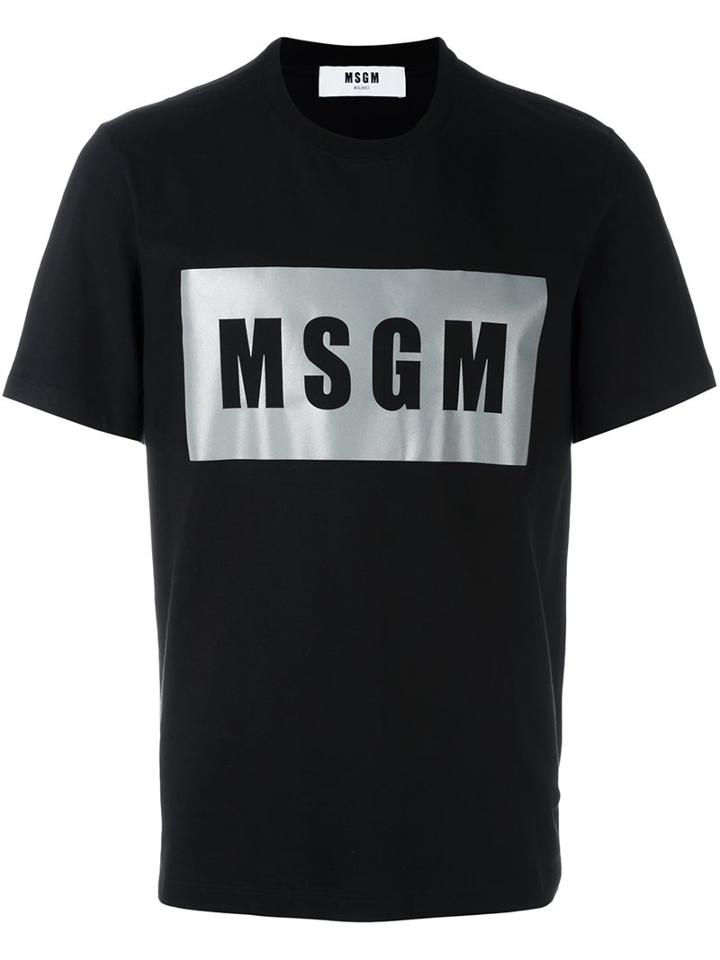 Msgm Logo Print T-shirt, Men's, Size: Small, Cotton