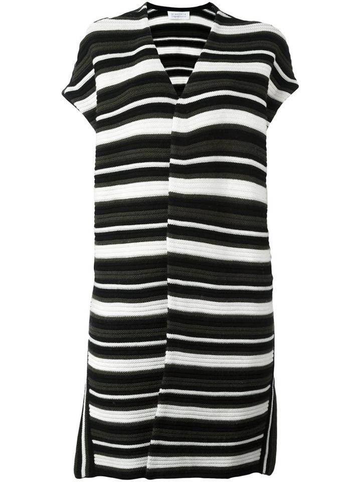 Gianluca Capannolo Striped V-neck Long Cardigan, Women's, Size: Medium, Green, Wool
