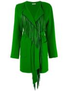 P.a.r.o.s.h. Fringed Lapel Cardigan, Women's, Size: Medium, Green, Wool/leather