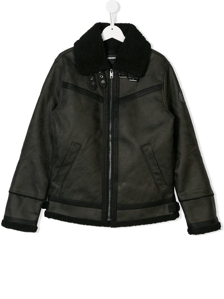 Diesel Kids Shearling Jacket - Black