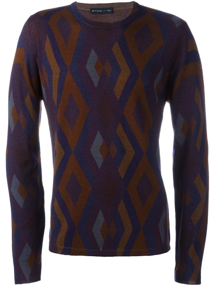 Etro Diamond Pattern Jumper, Men's, Size: Medium, Wool