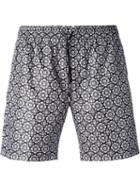 Dolce & Gabbana Tile Print Swim Shorts, Men's, Size: 6, Black, Polyester