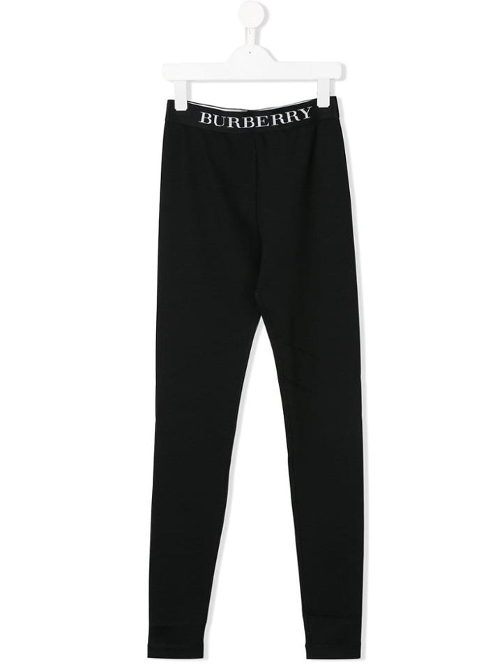 Burberry Kids Teen Logo Waistband Track Pants - Black