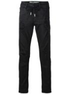 Off-white Ripped Drawstring Skinny Jeans, Men's, Size: 30, Black, Cotton/spandex/elastane/polyester