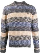 Sun 68 Striped Patterned Sweater - Blue