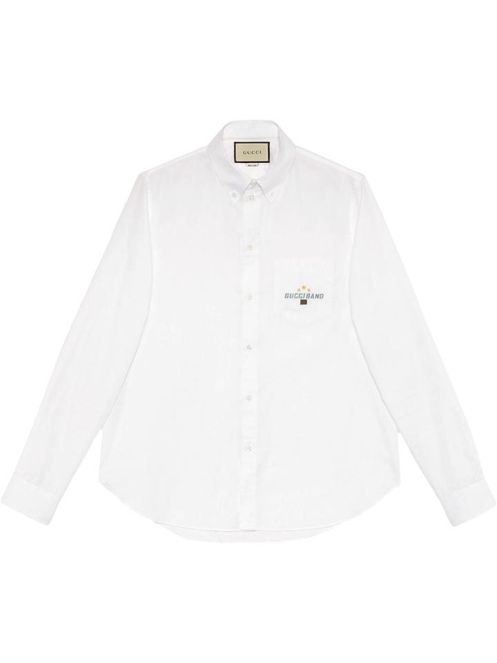 Gucci Embroidered Logo Oxford Shirt - White