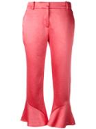 Sies Marjan Flared Cropped Trousers, Women's, Size: 6, Pink/purple, Silk/acetate/viscose/wool