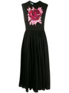 Prada Rose Print Maxi Dress - Black