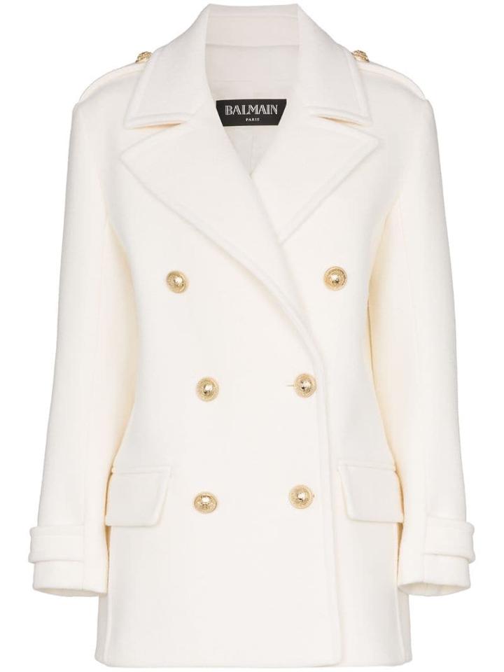 Balmain Double-breasted Coat - White