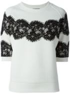 Lanvin Lace Panel Sweatshirt, Women's, Size: 34, White, Polyamide/polyester/spandex/elastane
