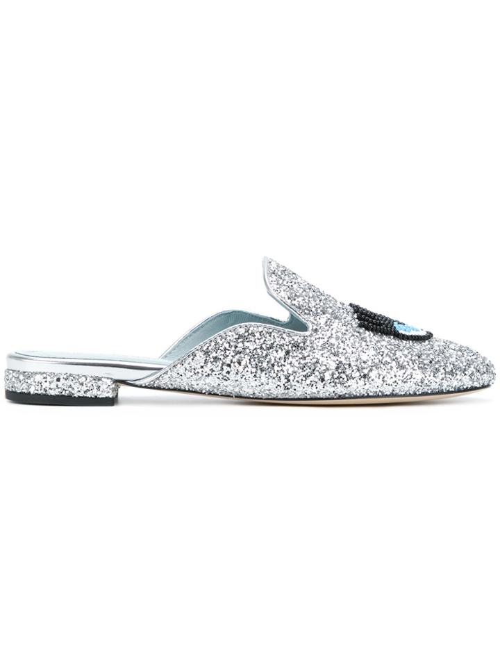 Chiara Ferragni Beaded Flirting Mules - Metallic