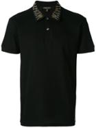 Roberto Cavalli Embellished Collar Polo Shirt - Black