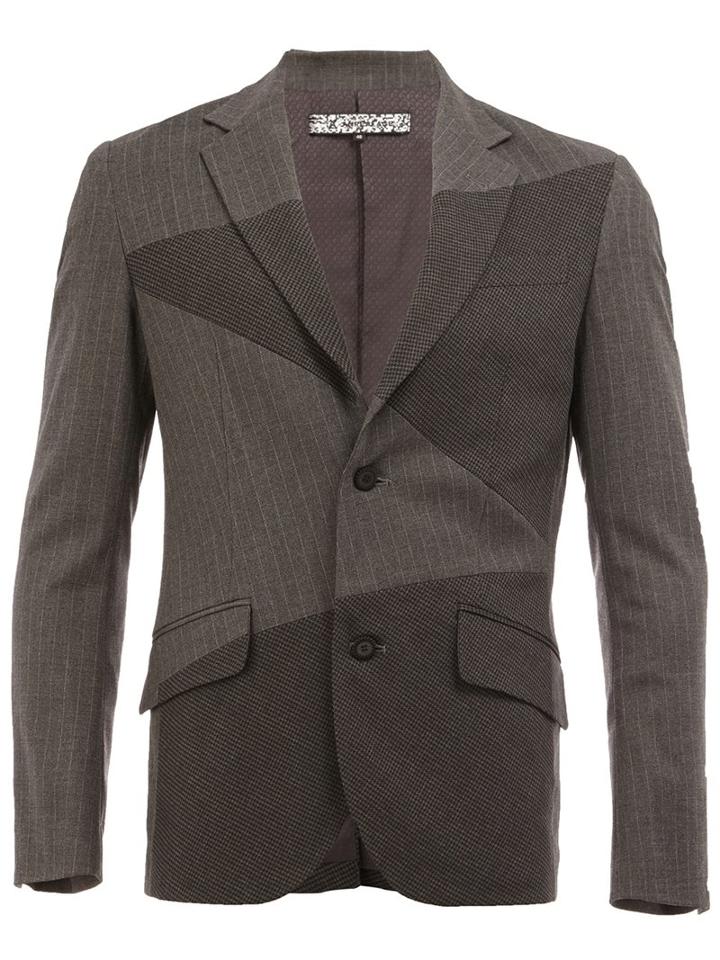Anrealage 'noise' Panel Blazer, Men's, Size: 48, Grey, Polyurethane/cupro/rayon/polyester