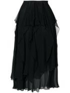 Giorgio Armani Vintage Ruffled Midi Skirt - Black