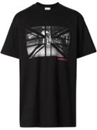 Burberry Union Jack Photo Print Cotton Oversized T-shirt - Black
