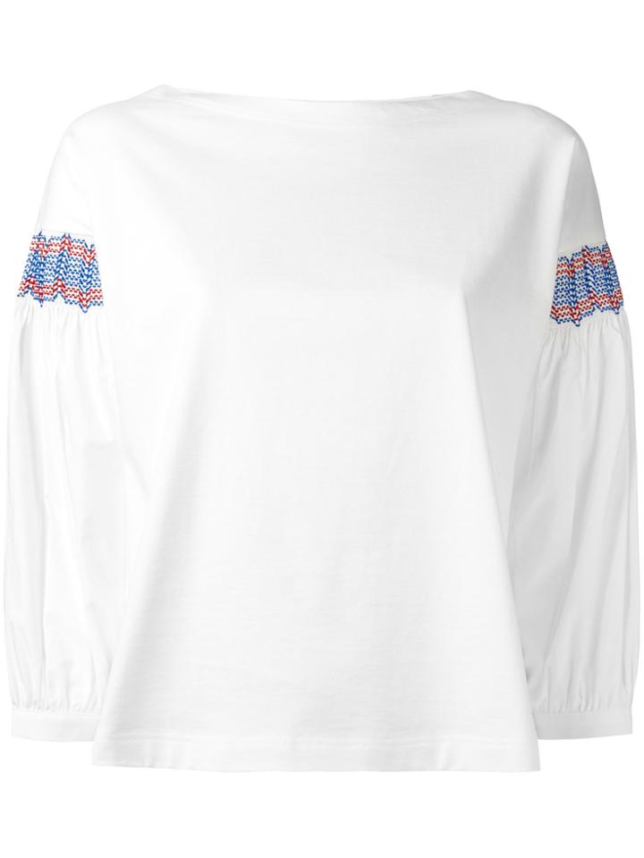 Moncler Embroidered Sleeve Top - White