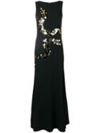 Roberto Cavalli Mirror Snake-embellished Gown - Black