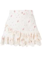 Love Shack Fancy Emma Floral Print Skirt - White