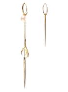 Wouters & Hendrix Gold 'spikes, Pearls And Claws' Set Of Earrings, Women's, Metallic