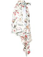 Oscar De La Renta Asymmetric Floral Print Blouse - White
