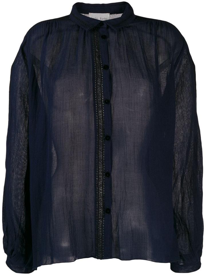 Forte Forte Perforated Trim Blouse - Blue