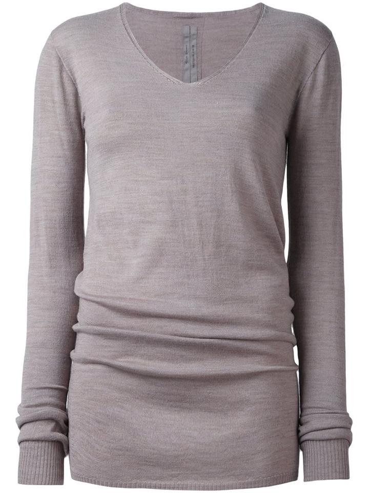 Rick Owens V-neck Jumper, Women's, Size: Xl, Grey, Virgin Wool