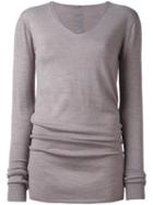 Rick Owens V-neck Jumper, Women's, Size: Xl, Grey, Virgin Wool