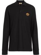 Burberry Long-sleeve Archive Logo Cotton Piqué Polo Shirt - Black