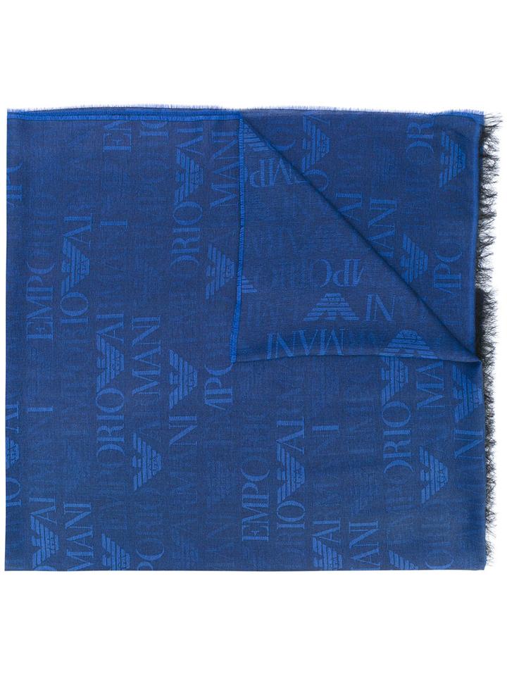 Emporio Armani - Frayed Scarf - Men - Modal/viscose - One Size, Blue, Modal/viscose