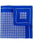 Canali Floral Print Pocket Square - Blue